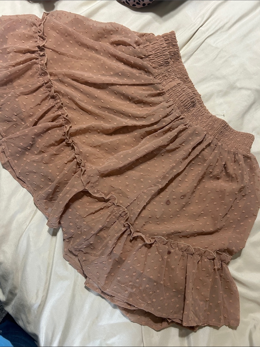 Unk Dusty Rose Swiss Dot Ruffle Mini Skirt